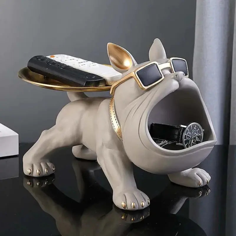 Escultura Decorativa e Porta Objetos com Bandeja Bulldog Big Mouth Bigstock