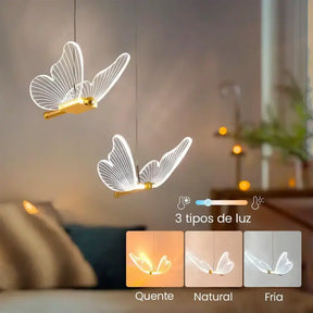 Luminária Pendente LED Borboleta Nordic - Butterfly Glow - Bigstock