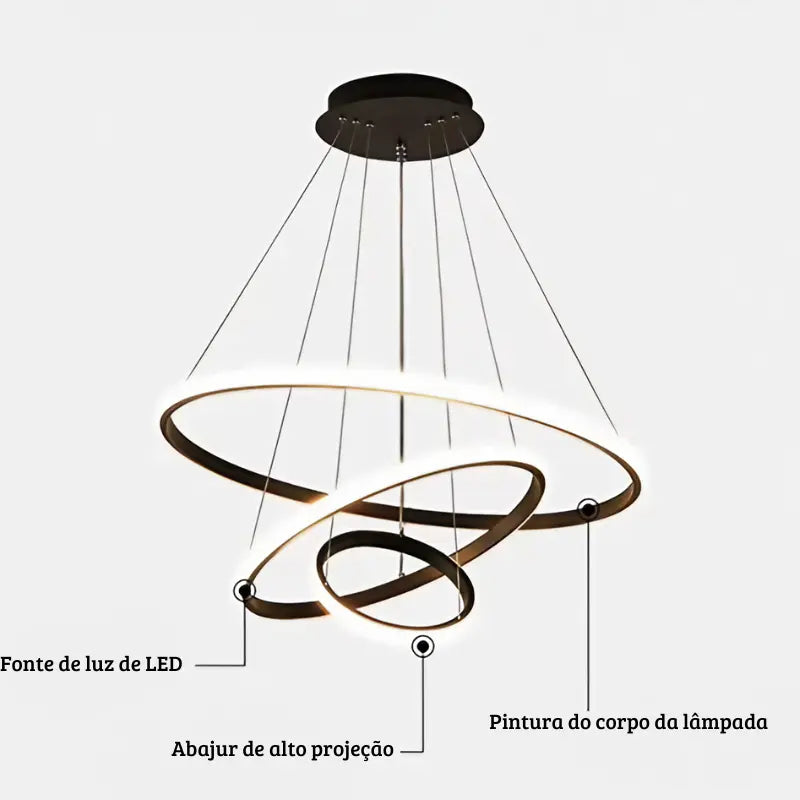 Luminária Pendente LED Circular Moderno com Controle Remoto Orbit Bigstock