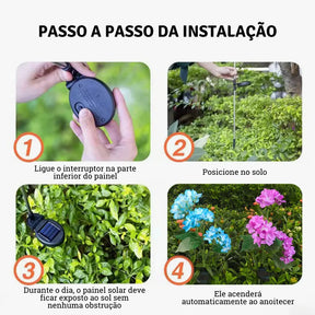 Luminária Solar LED para Jardim Hortênsias Floralis Bigstock