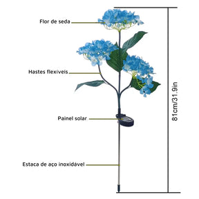 Luminária Solar LED para Jardim Hortênsias Floralis Bigstock