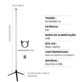 Luminária de Chão RGB Inteligente com Controle Remoto + APP Bigstock