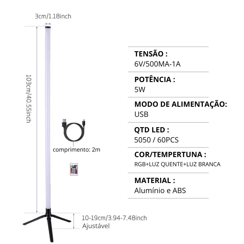 Luminária de Chão RGB Inteligente com Controle Remoto + APP Bigstock