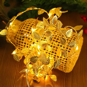 Planta Artificial Folhas de Ouro com Luz de Led para Decoração Loja Bigstock Decoração de Natal