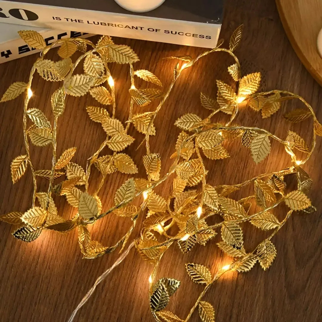 Planta Artificial Folhas de Ouro com Luz de Led para Decoração Loja Bigstock Decoração de Natal