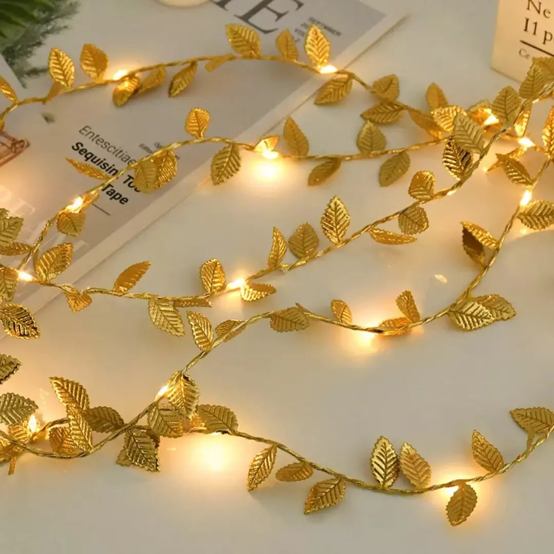 Planta Artificial Folhas de Ouro com Luz de Led para Decoração Loja Bigstock Decoração de Natal