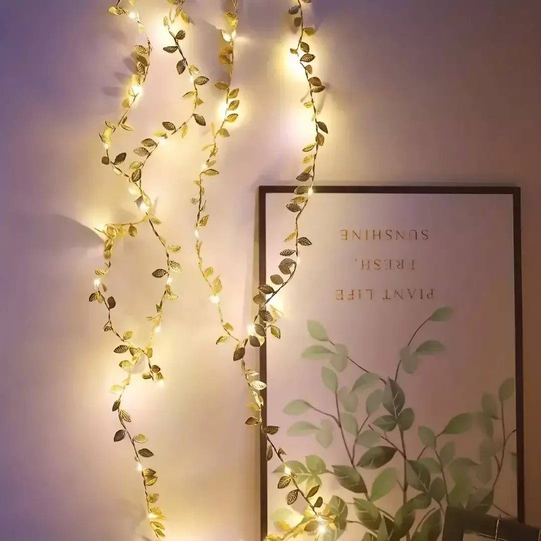 Planta Artificial Folhas de Ouro com Luz de Led para Decoração Loja Bigstock Decoração de Natal