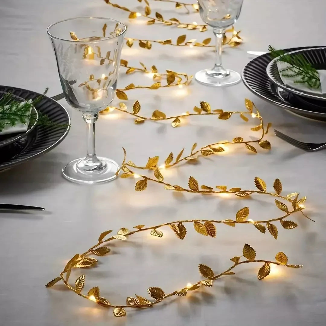 Planta Artificial Folhas de Ouro com Luz de Led para Decoração Loja Bigstock Decoração de Natal