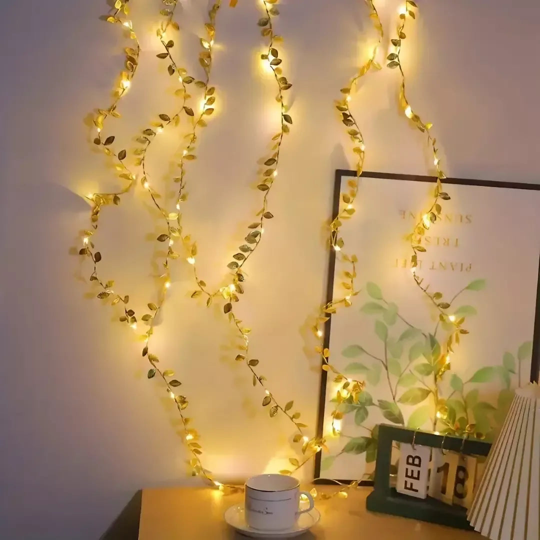 Planta Artificial Folhas de Ouro com Luz de Led para Decoração Loja Bigstock Decoração de Natal