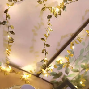 Planta Artificial Folhas de Ouro com Luz de Led para Decoração Loja Bigstock Decoração de Natal