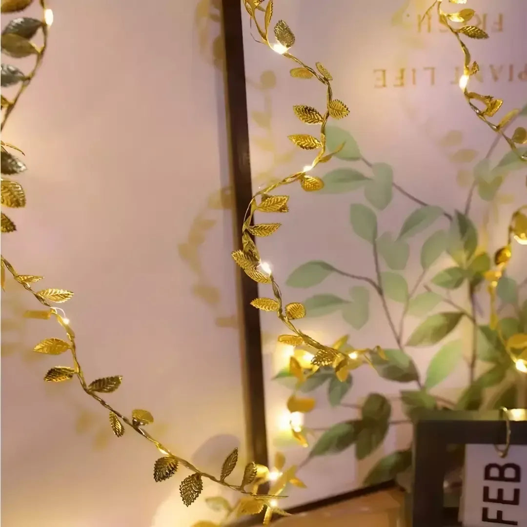 Planta Artificial Folhas de Ouro com Luz de Led para Decoração Loja Bigstock Decoração de Natal