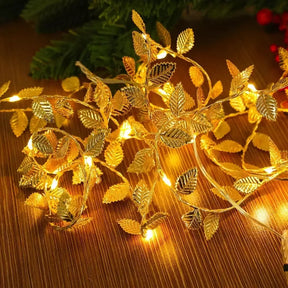 Planta Artificial Folhas de Ouro com Luz de Led para Decoração Loja Bigstock Decoração de Natal