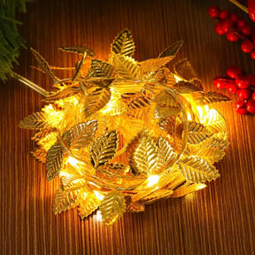 Planta Artificial Folhas de Ouro com Luz de Led para Decoração Loja Bigstock Decoração de Natal