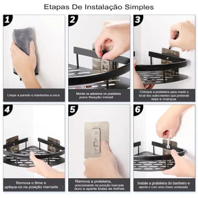 Prateleira para Banheiro de Canto Porta Shampoo Suporte Para Banheiro Sem Furo BStocker